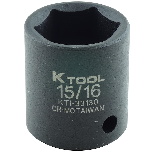 K-Tool International 1/2" Drive Impact Socket black oxide, Stndrd 6 Pnt 1/2"Dr, 15/16 KTI-33130 - main